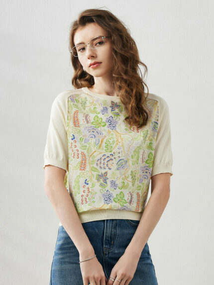 Women's Floral Embroidered T-Shirt