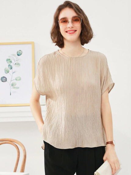 100% Mulberry Silk Women's Textured T-Shirt