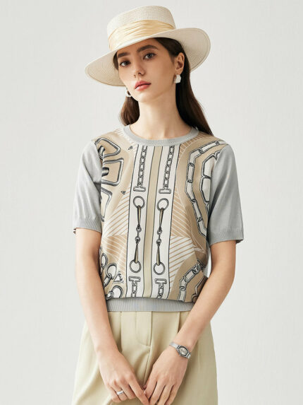 Women's Graphic Chain Design Knit T-Shirt