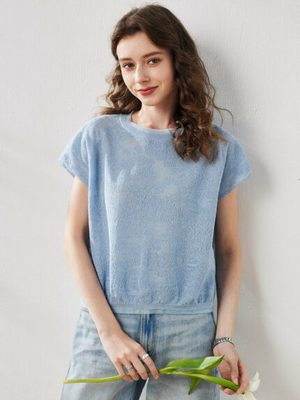 Women's Lace Patterned Knit T-Shirt