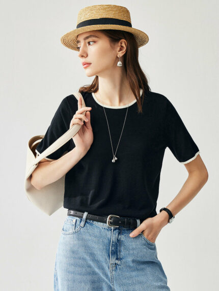 Women's Contrast Trim Knit T-Shirt